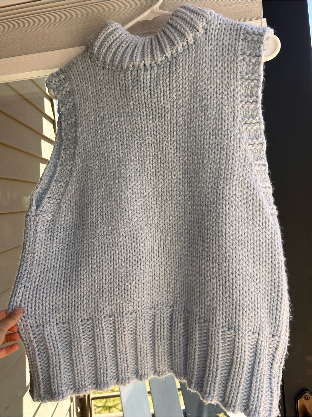 Sleeveless Knit Turtleneck Vest in Light Blue